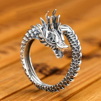 Retro Domineering Dragon Ring 999Sterling Silver Fashion Couple Style Open Adjustable Ring Fish Scale Pattern Index Finger Ring
Retro Domineering Dragon Ring 999Sterling Silver Fashion Couple Style Open Adjustable Ring Fish Scale Pattern Index Finger Ring