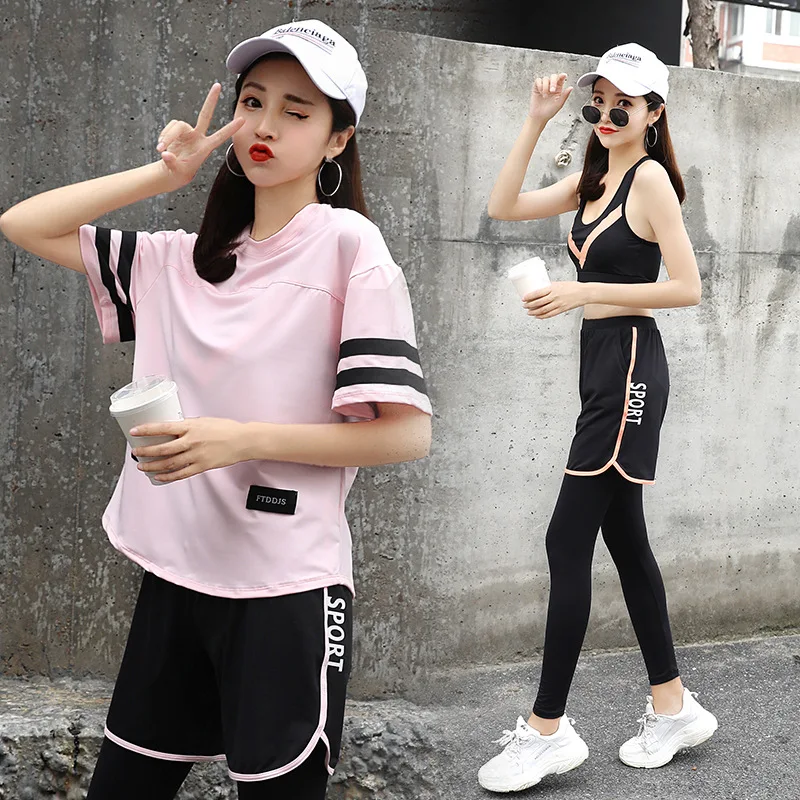 Autumn And Winter New Style Women's Yoga Clothes Four-piece Set-Contrast Color Stripe Short Sleeve Shock-resistant Gathering Bra
Autumn And Winter New Style Women's Yoga Clothes Four-piece Set-Contrast Color Stripe Short Sleeve Shock-resistant Gathering Bra