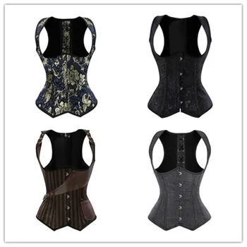 Sexy Gothic Lace up Boned Waist Cincher Vest Corset Leather Spiral Steel Boned Straps Bodyshaper Top Plus Size S-6XL 
Sexy Gothic Lace up Boned Waist Cincher Vest Corset Leather Spiral Steel Boned Straps Bodyshaper Top Plus Size S-6XL