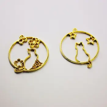 7 Pcs/set UV Epoxy Resin Openwork Metal Border Star Tail Kiss Cat Modeling DIY Pendant Key-chain Jewelry Frame Mold N58F