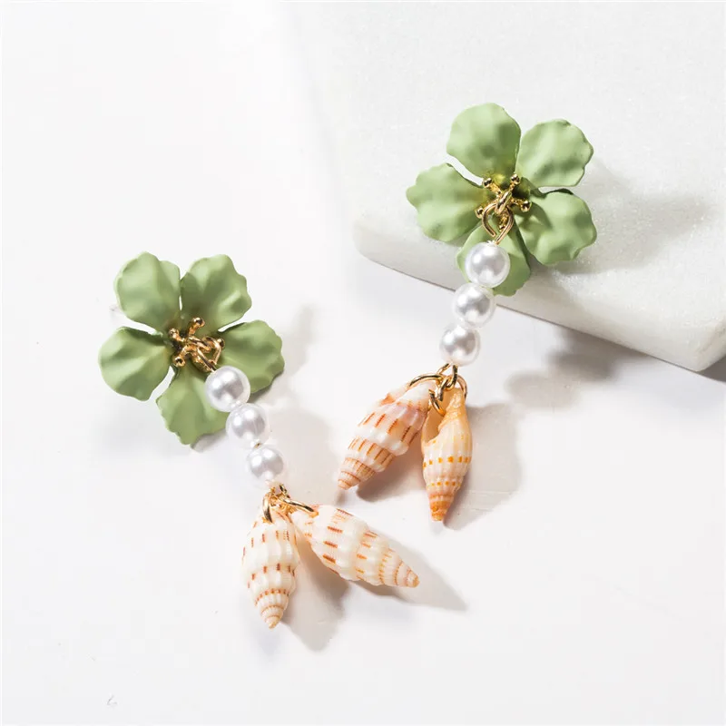 Painting Flower Top ZA Drop Earrings for Women Conch Pendants Multi Simutated Pearl Beads Bohemian pendientes ET1307
Painting Flower Top ZA Drop Earrings for Women Conch Pendants Multi Simutated Pearl Beads Bohemian pendientes ET1307