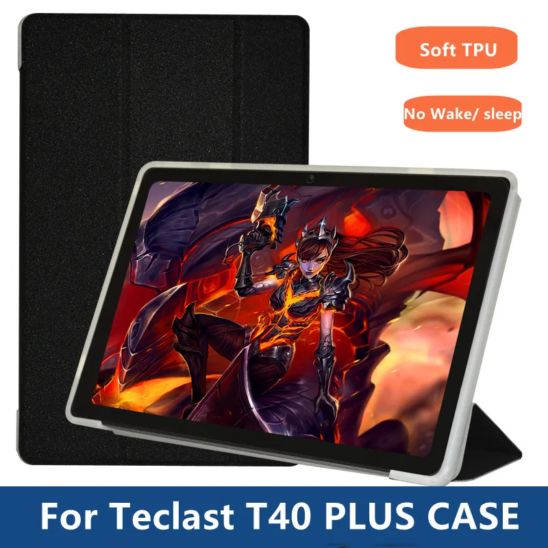 

Ultra Thin Case For Teclast T40 Plus 2021 New Tablet Tri-fold Stand Cover Frosted Transparent Shell For T40PLUS Fundas +Gift