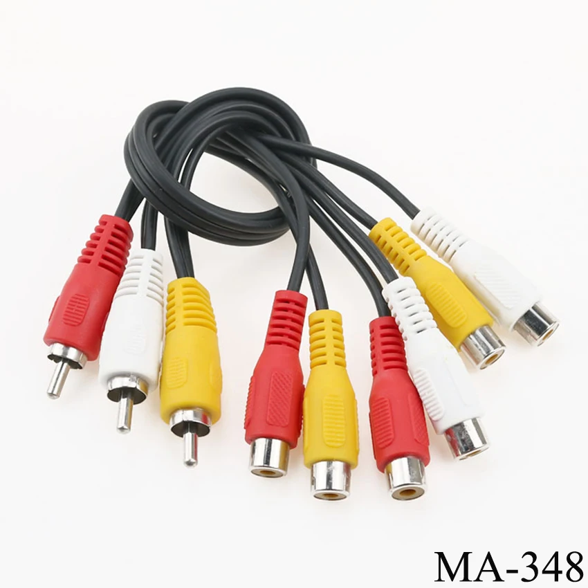 

3 RCA Male To 6 RCA Female Plug Splitter 3RCA Adapter Cable Audio TV DVD Video Adapter AV Cable RCA split cable male to 2 female