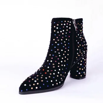 INS hot women ankle boots natural leather 22-26.5cm length Colorful diamond-pointed suede suede Spring and autumn woman shoes 
INS hot women ankle boots natural leather 22-26.5cm length Colorful diamond-pointed suede suede Spring and autumn woman shoes