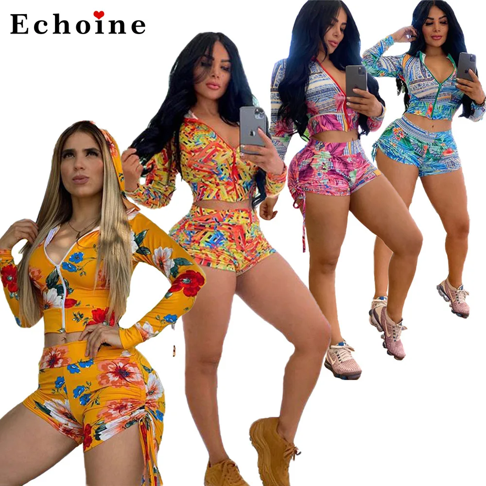 Fashion Casual Printed Crop Tops Zip Hooded 2 Piece Set Women Short Pants Drawstring Sports Casual Lounge Wear Fitness Tracksuit
Fashion Casual Printed Crop Tops Zip Hooded 2 Piece Set Women Short Pants Drawstring Sports Casual Lounge Wear Fitness Tracksuit