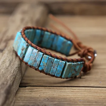 2020 Handmade Chakra Bracelet Jewelry blue Natural Stone Tube Beads Leather Wrap Bracelet Couples Bracelets drop shipping
2020 Handmade Chakra Bracelet Jewelry blue Natural Stone Tube Beads Leather Wrap Bracelet Couples Bracelets drop shipping