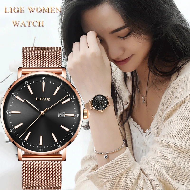 LIGE Rose Gold Black Ladies Watch Business Quartz Watch Ladies Top Brand Luxury Female Watch Female Watch Clock Relogio Feminin
LIGE Rose Gold Black Ladies Watch Business Quartz Watch Ladies Top Brand Luxury Female Watch Female Watch Clock Relogio Feminin