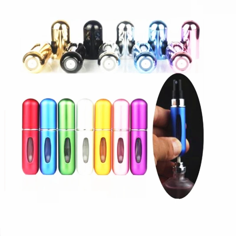 

5ml Portable Mini Aluminum Refillable Perfume Bottle With Spray Empty Cosmetic Containers With Atomizer For Traveler New