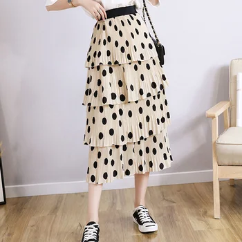 Women High Waist Chiffon Skirt Spring New Women's Sweet Polka Dot Print Tired Cake Skirts Black White Khaki Midi A-Line Skirts
Women High Waist Chiffon Skirt Spring New Women's Sweet Polka Dot Print Tired Cake Skirts Black White Khaki Midi A-Line Skirts
