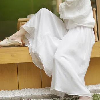 Retro Wide Leg Pants Female Trouser Linen Literature Pants Woman Solid Elasticity Waist
Retro Wide Leg Pants Female Trouser Linen Literature Pants Woman Solid Elasticity Waist