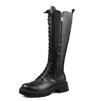 2020 new style full top layer thick bottom high tube lacing Martin Knight boots all leather boots muffin bottom 
2020 new style full top layer thick bottom high tube lacing Martin Knight boots all leather boots muffin bottom