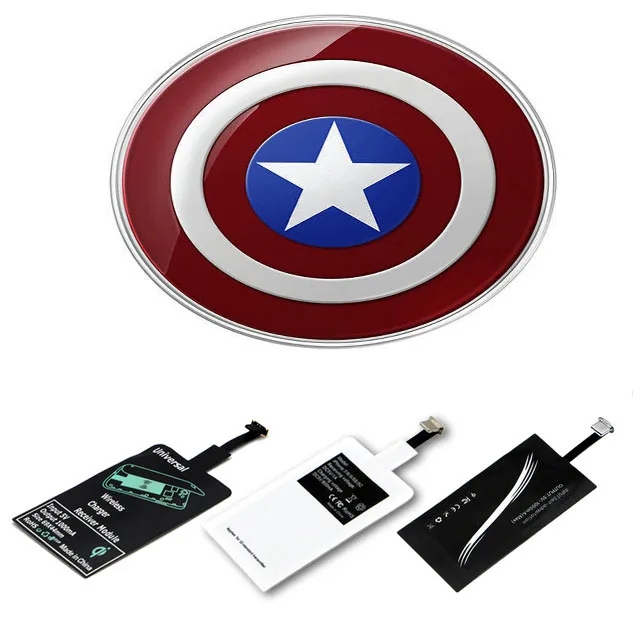 QI Wireless Charger Transmitter+ Qi Receiver For iPhone5 5S SE 6 6S 6 7Plus For Android Phone Captain American Charging Pad kit
QI Wireless Charger Transmitter+ Qi Receiver For iPhone5 5S SE 6 6S 6 7Plus For Android Phone Captain American Charging Pad kit