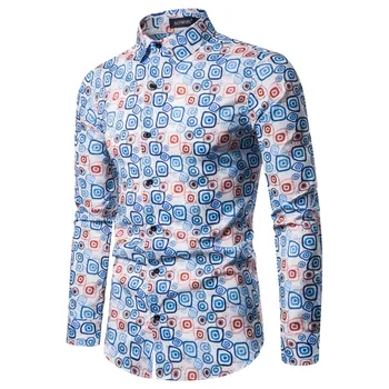 Party Stage Shirt for Man Casual Blouse Man Digital Polka Dot Print Long sleeve Men's Shirt Blue White Spring 
Party Stage Shirt for Man Casual Blouse Man Digital Polka Dot Print Long sleeve Men's Shirt Blue White Spring