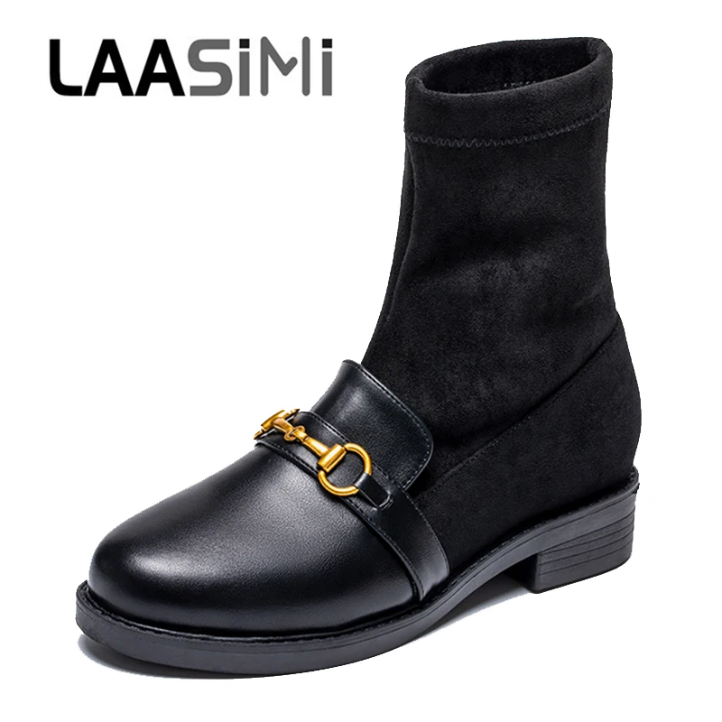 LAASIMI/Женская обувь 35-40 базовые женские ботинки с пряжкой на лодыжке Модные из