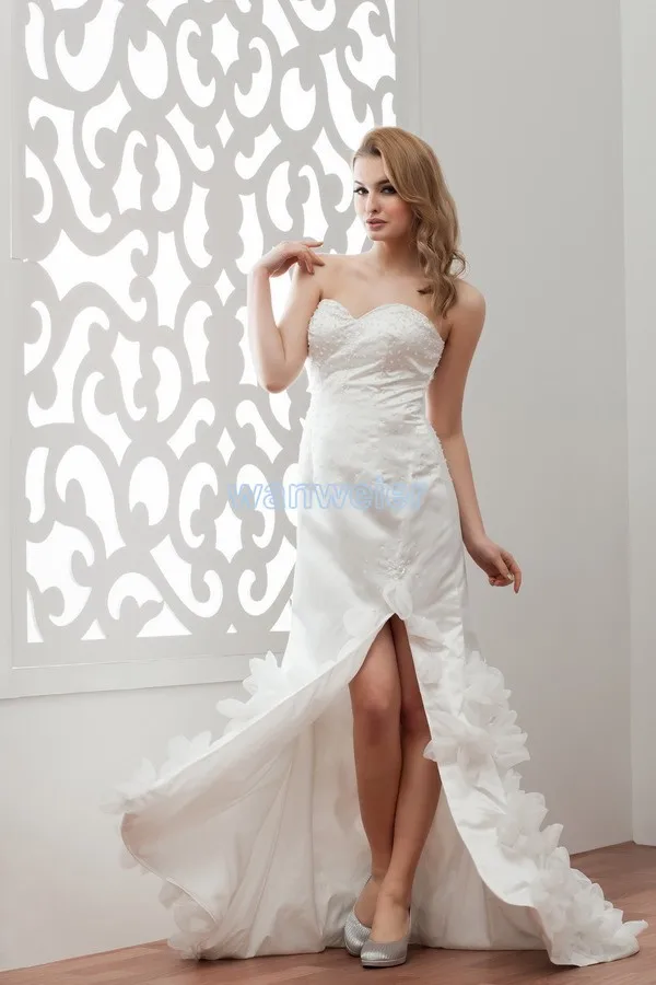 free shipping 2020 new design sweetheart handmade flowers custom size/color short front long back with train white wedding dress
free shipping 2020 new design sweetheart handmade flowers custom size/color short front long back with train white wedding dress