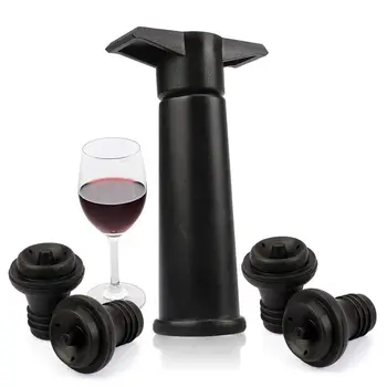 Wine Vacuum Pump with 4 Stoppers - Wine Stopper for Long Shelf life black
Wine Vacuum Pump with 4 Stoppers - Wine Stopper for Long Shelf life black