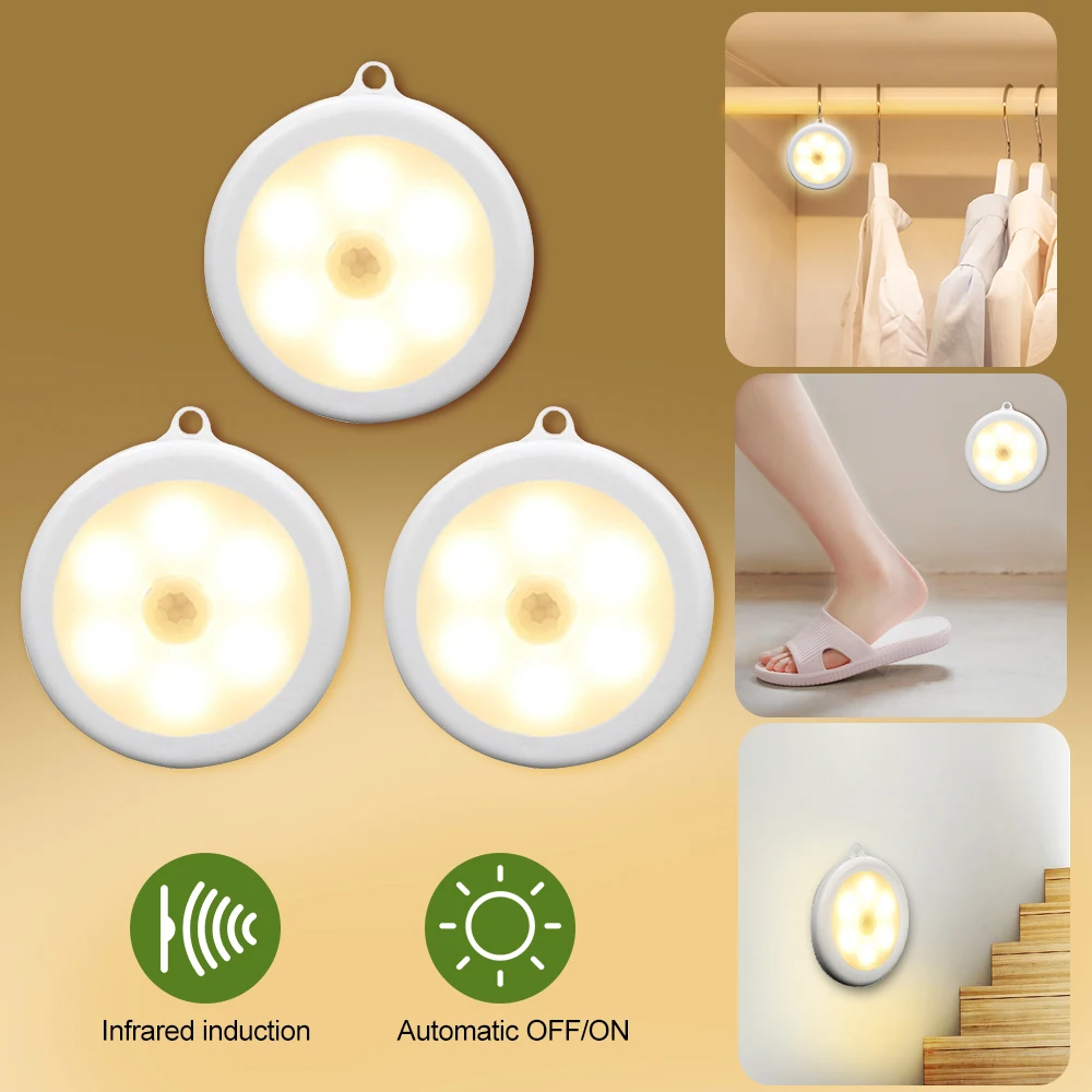 New 1/3/6pcs 6 LEDs Motion Sensor Cabinet Light Dia 80mm Wireless Detector Light Auto On/Off Lamp Protect Eye Lamp Cabinet Light
New 1/3/6pcs 6 LEDs Motion Sensor Cabinet Light Dia 80mm Wireless Detector Light Auto On/Off Lamp Protect Eye Lamp Cabinet Light