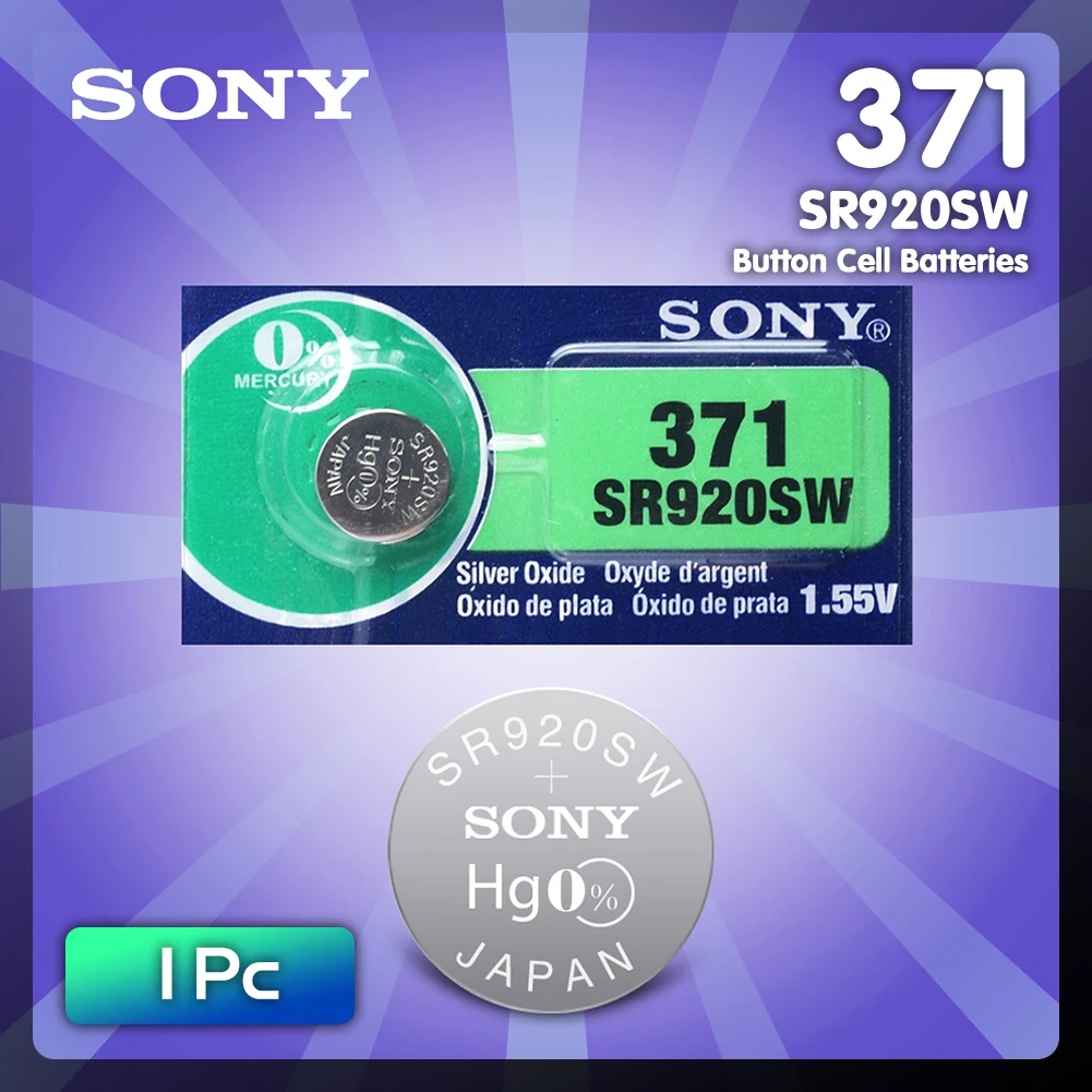 1 шт. Sony 100 Оригинал 371 SR920SW 920 LR920 AG6 LR69 171 55 в оксид серебра аккумулятор для часов