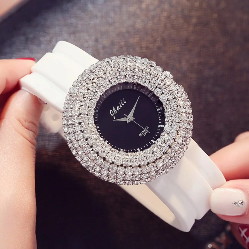 

New Fashion Women Watches Luxury Ladies Rhinestone Watch Silicone Quartz Clocks Girls Gift Reloj Mujer Montre Femme Zegarek Saat