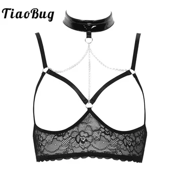 TiaoBug Hot Sexy Women Floral Lace Sheer Lingerie Halter Adjustable Shoulder Strap Transparent Erotic Open Cups Bra Tops Bondage
TiaoBug Hot Sexy Women Floral Lace Sheer Lingerie Halter Adjustable Shoulder Strap Transparent Erotic Open Cups Bra Tops Bondage