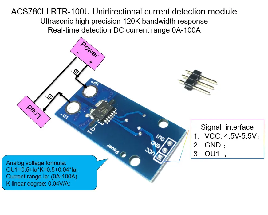 1PCS/LOT Unidirectional DC Current Sensor module ACS780LLRTR-100U ACS780 120 kHz Bandwidth DC: 0-100A 0.04V/1A
1PCS/LOT Unidirectional DC Current Sensor module ACS780LLRTR-100U ACS780 120 kHz Bandwidth DC: 0-100A 0.04V/1A