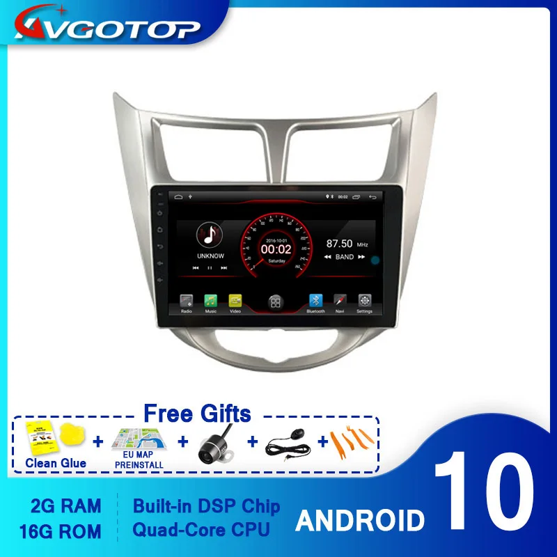 AVGOTOP Android 10 0 Bluetooth GPS автомобильное радио DVD-плеер для HYUNDAI VERNA/ACCENT/SOLARIS 2011-2012 |