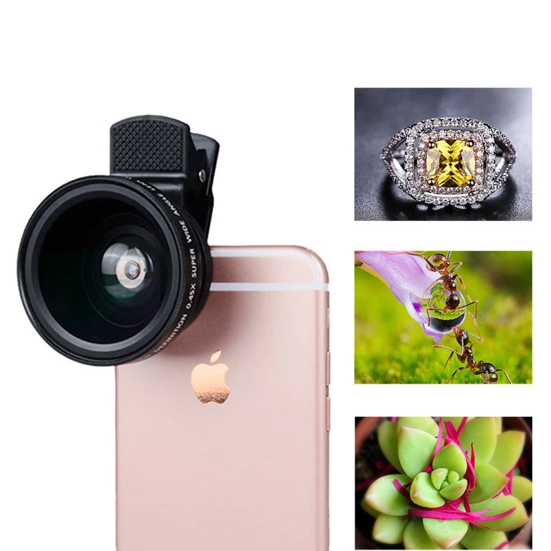 Universal Clip HD 37MM 0.45x Super Wide Angle 12.5x Macro Camera Lens for Samsung Galaxy S8 S8+ S7 Edge S6 Plus S5 S4 S3 | Мобильные