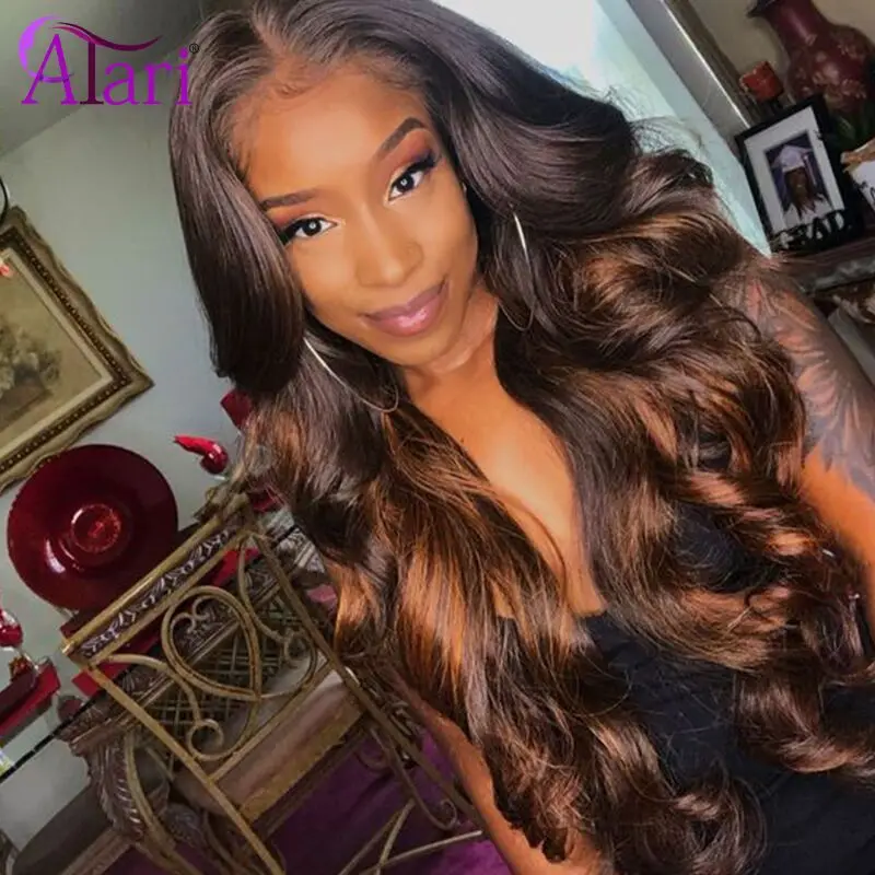 

Highlight Ombre Wig Transparent Lace Wigs Body Wave Lace Front Wig Indian Virgin Hair Wavy Wigs For Black Women Pre Plucked