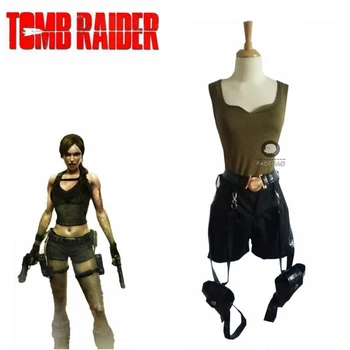 

Game Tomb Raider Lara Croft Cosplay Costume Women' Sexy Halloween Carnival Uniforms Full Set With Gun Bag Custom Made