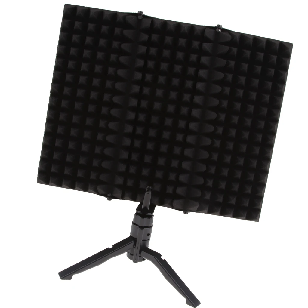 Microphone Isolation Shield with Stand, Studio Mic Sound Absorber Foam Reflector, Black 
Microphone Isolation Shield with Stand, Studio Mic Sound Absorber Foam Reflector, Black