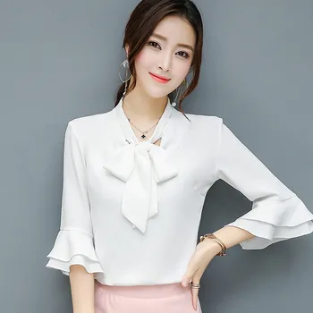 Women Blouses Office Ladies Tops Sexy V-Neck White Chiffon Blouse Plus Size Female Petal Sleeve Shirts Blusas Elegantes De Mujer
Women Blouses Office Ladies Tops Sexy V-Neck White Chiffon Blouse Plus Size Female Petal Sleeve Shirts Blusas Elegantes De Mujer