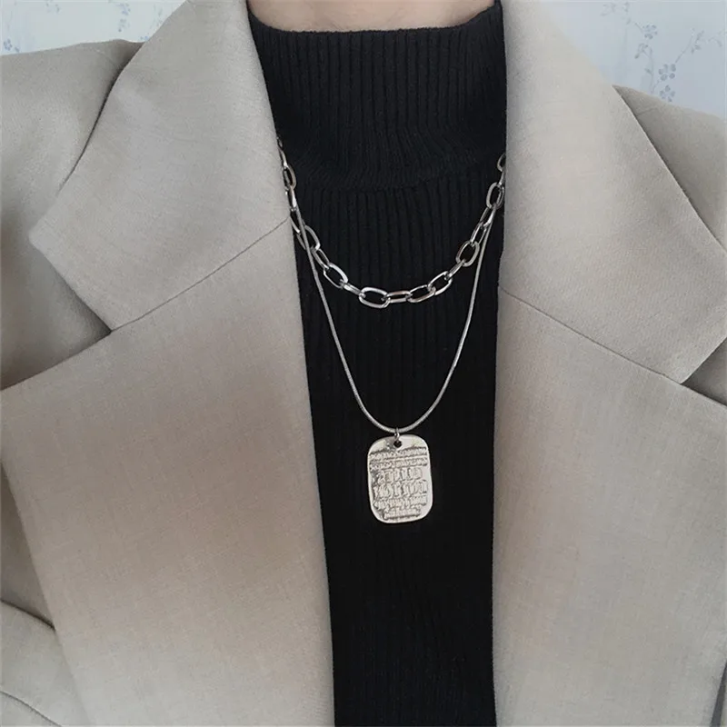 American style Personality Simple Double Layered Letter Tag Long Necklace Temperament Hip-Hop Rock Men And Women Sweater Chain
American style Personality Simple Double Layered Letter Tag Long Necklace Temperament Hip-Hop Rock Men And Women Sweater Chain