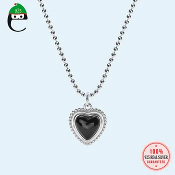 ElfoPlataSi Genuine 100% 925 Sterling Silver Black Heart Pendant Short Necklace For Women Silver 925 Jewelry Gift DS1720 
ElfoPlataSi Genuine 100% 925 Sterling Silver Black Heart Pendant Short Necklace For Women Silver 925 Jewelry Gift DS1720