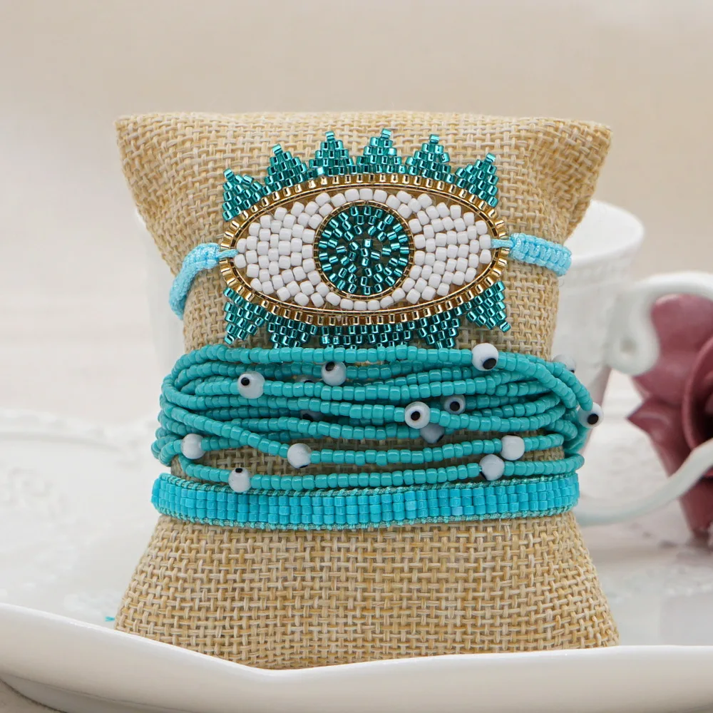 BLUESTAR Bohemian Pulseras Mujer 3pcs One Set Eye Bracelets Handmade Crystal Bead Bracelets
BLUESTAR Bohemian Pulseras Mujer 3pcs One Set Eye Bracelets Handmade Crystal Bead Bracelets
