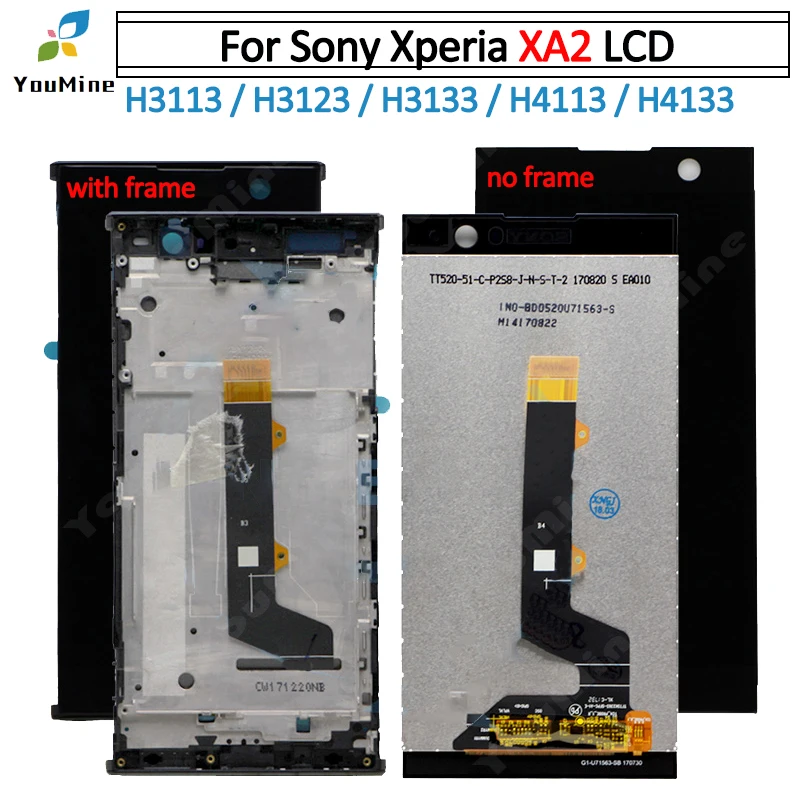 

For Sony Xperia XA 2 LCD DIsplay With Touch Screen Digitizer Assembly+ frame For sony xa2 LCD H3113 H3123 H3133 H4113 H4133 LCD