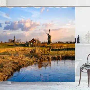 Shower Curtain Set with Hooks 72x72 Windmill Farm River Landscape Sky Canal Architecture Nature Holland Parks Field Village
Shower Curtain Set with Hooks 72x72 Windmill Farm River Landscape Sky Canal Architecture Nature Holland Parks Field Village