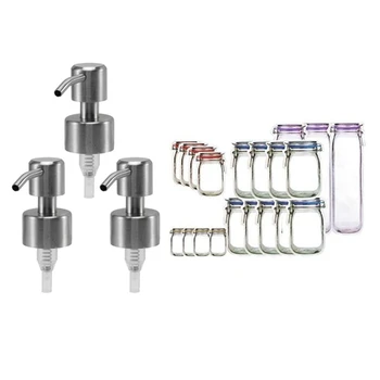 3Pcs Liquid Soap Dispenser Press Pump Stainless Steel Soap Dispenser with 18 Pack Reusable Zipper Closure Snack Bags
3Pcs Liquid Soap Dispenser Press Pump Stainless Steel Soap Dispenser with 18 Pack Reusable Zipper Closure Snack Bags