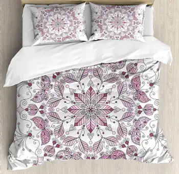 Purple Mandala Duvet Cover Set Lacy Pastel Floral with Butterfly and Lotus Meditation Design Decorative 3 Piece Bedding Set
Purple Mandala Duvet Cover Set Lacy Pastel Floral with Butterfly and Lotus Meditation Design Decorative 3 Piece Bedding Set