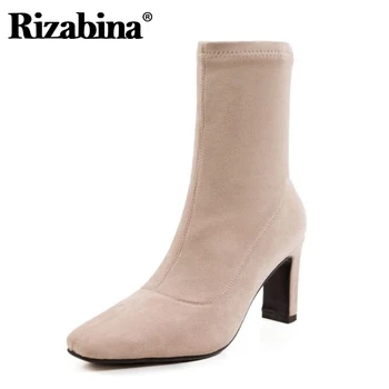 Rizabina Real Leather Women Ankle Boots Stretch Zip Thick High Heel Shoes Square Toe Warm Boots Lady Party Footwear Size 33-43
Rizabina Real Leather Women Ankle Boots Stretch Zip Thick High Heel Shoes Square Toe Warm Boots Lady Party Footwear Size 33-43