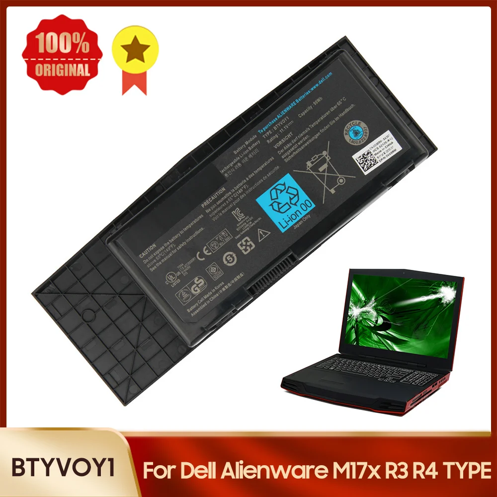 Оригинальная сменная батарея BTYVOY1 для ноутбука Dell Alienware M17x R3 R4 тип батареи 90wh +