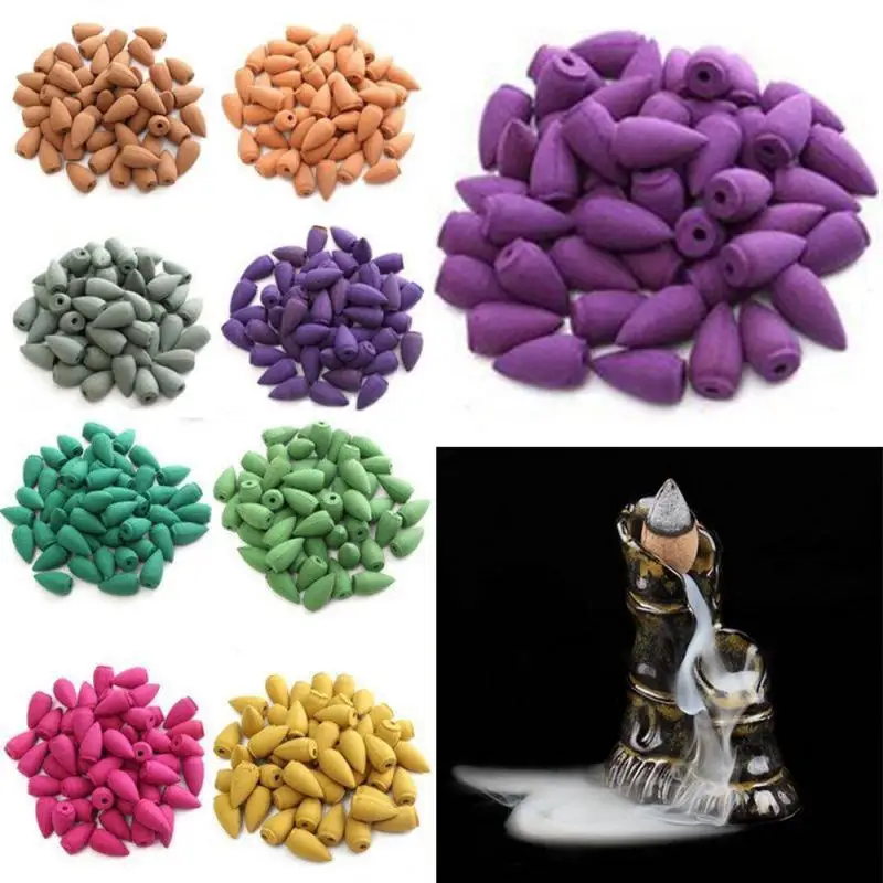 

New 50Pcs Smoke Tower Cones Bullet Backflow Incense Hollow Cone Incense Sandalwood Jasmine Smoke Cone Backflow Incense Bullet