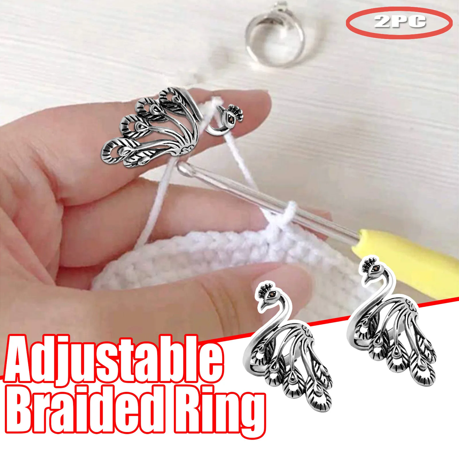 2pcs Adjustable Knitting Loop Crochet Loop Knitting Accessories Peacock Shape Ring Finger Decoration Sewing Accessories Costura
2pcs Adjustable Knitting Loop Crochet Loop Knitting Accessories Peacock Shape Ring Finger Decoration Sewing Accessories Costura