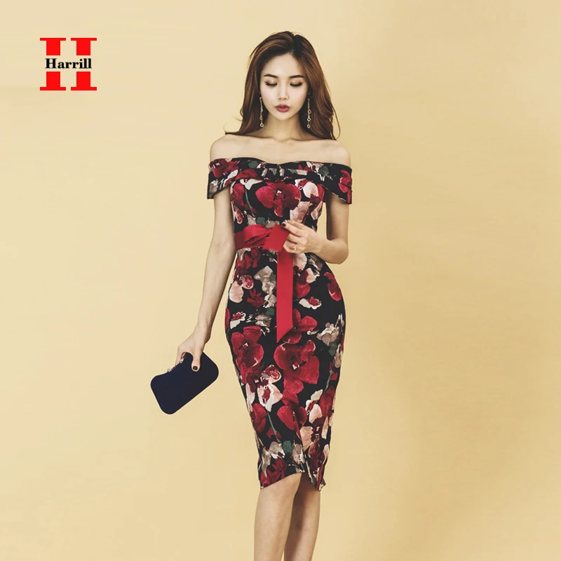 Sexy Off The Shoulder Womens Dress Summer Slash Neck Slim Floral Print Dresses Office Ladies Korean Bow Lacing Pencil Dress
Sexy Off The Shoulder Womens Dress Summer Slash Neck Slim Floral Print Dresses Office Ladies Korean Bow Lacing Pencil Dress
