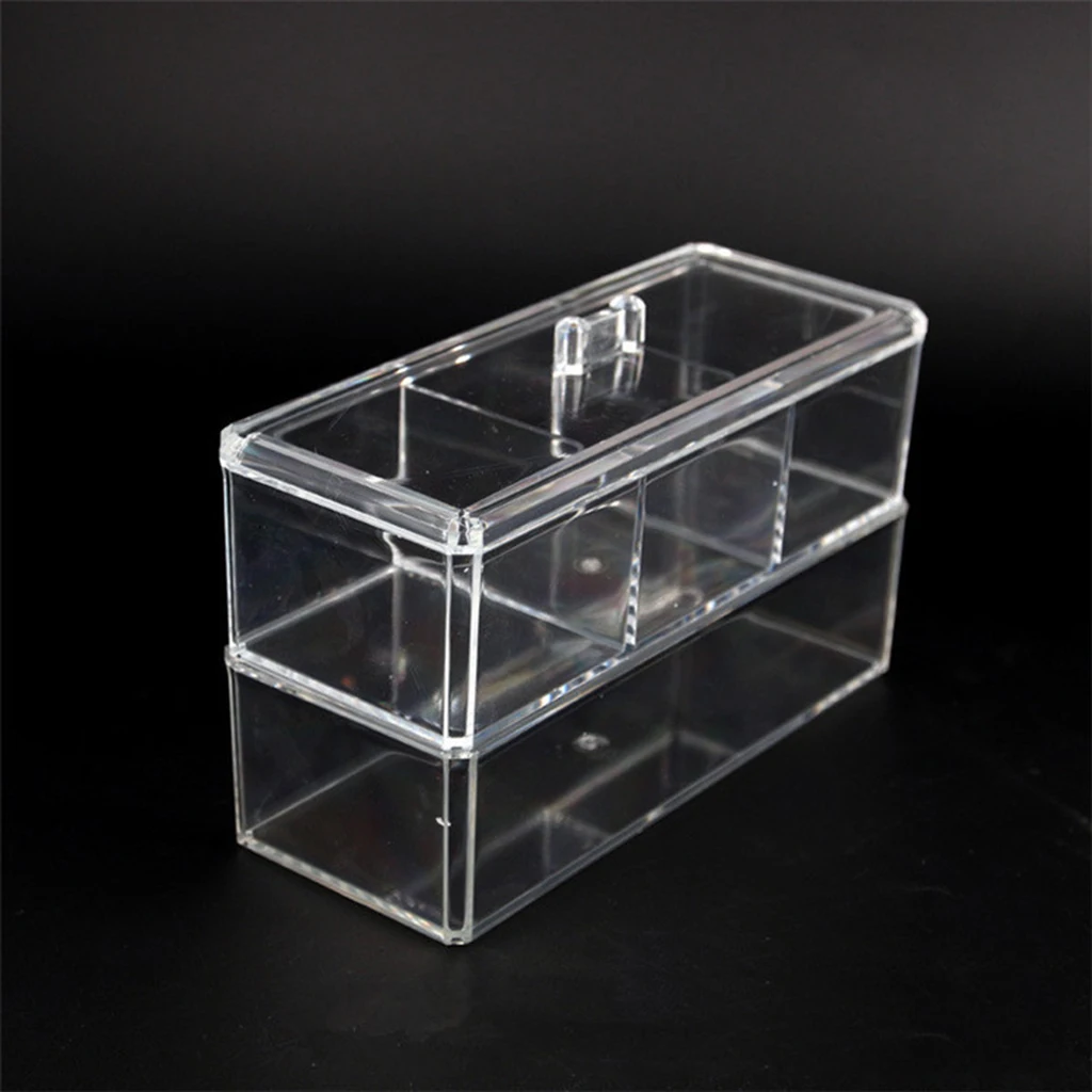 2 Tier Clear Acrylic Cosmetic Makeup Cube Jewelry Organizer,Upper Compartment with 3 Slot for Makeup Cotton Pads Swabs Storage 2 Tier Clear Acrylic Cosmetic Makeup Cube Jewelry Organizer,Upper Compartment with 3 Slot for Makeup Cotton Pads Swabs Storage