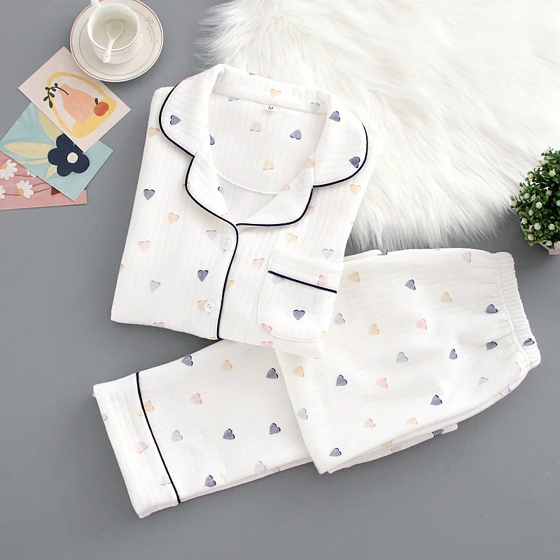 Japanese ladies pajamas set 2026 new autumn and winter air cotton layer thickening long-sleeved cute home clothes pure cotton Hd62abeb9994c44b085666d149f9fb62ax