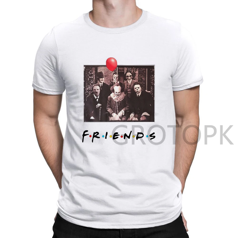 Horror Friends Pennywise Michael Myers Jason Voorhees Halloween Men T-Shirt Top Cotton Short Sleeve T Shirt Camiseta Masculina
Horror Friends Pennywise Michael Myers Jason Voorhees Halloween Men T-Shirt Top Cotton Short Sleeve T Shirt Camiseta Masculina