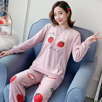 Women Winter Warm Flannel Cartoon Cute Pajamas Set Long Sleeve Women Pajamas Suit Casual Home Clothes Sleep Set Nightwear
Women Winter Warm Flannel Cartoon Cute Pajamas Set Long Sleeve Women Pajamas Suit Casual Home Clothes Sleep Set Nightwear
