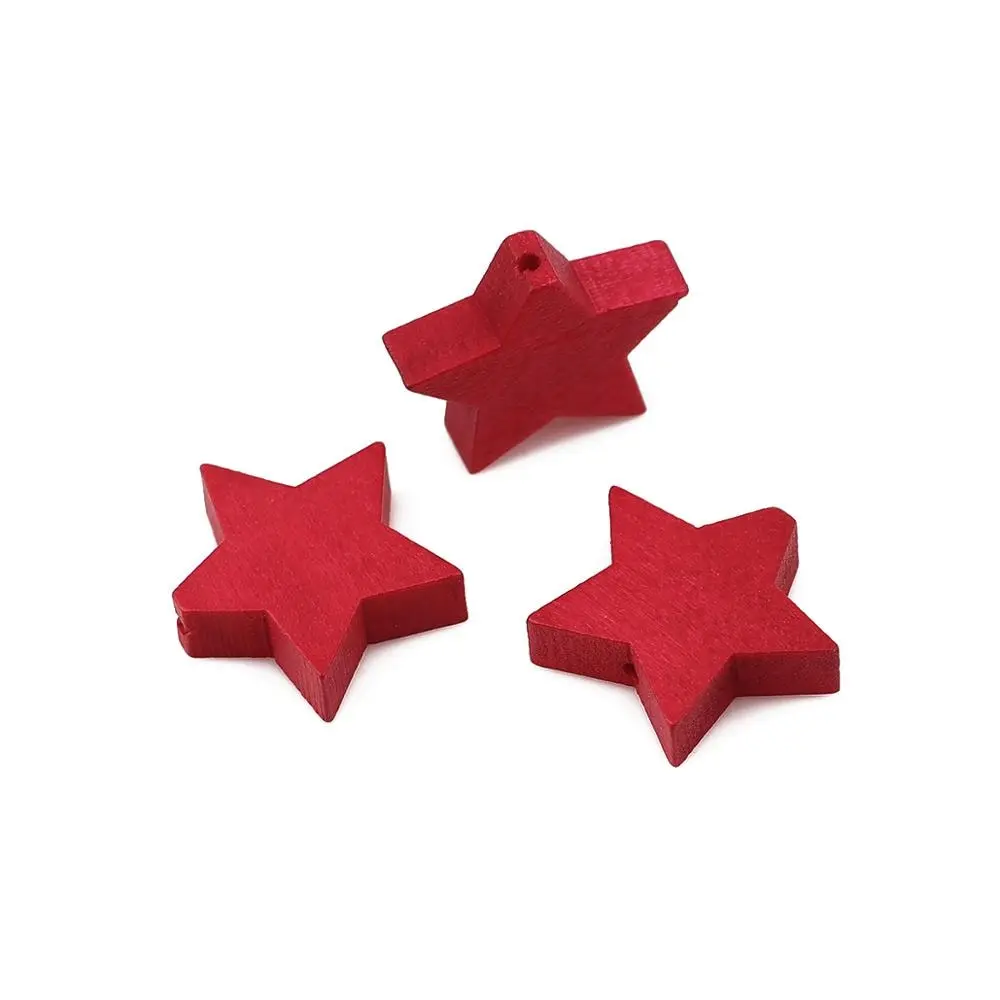 Doreen Box Natural Wooden Spacer Beads Pentagram Star Pendant Loose Decor for DIY Jewelry Making Necklace Finding 30PCs | Украшения и