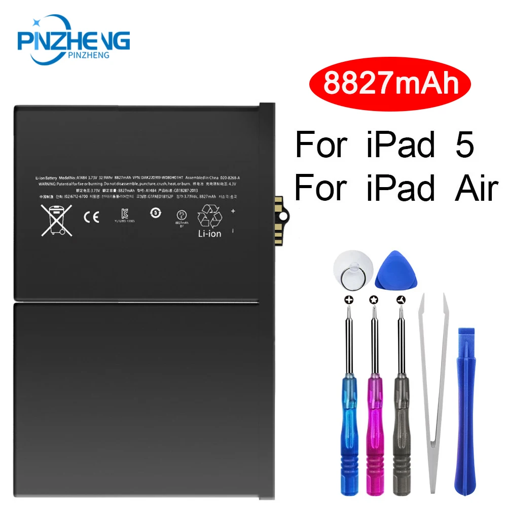PINZHENG Tablet Battery For iPad 5 Air iPad 5 A1474 A1475 Replacement 8827mAh Tablet Battery For iPad5 A1484 With Repair Tools
PINZHENG Tablet Battery For iPad 5 Air iPad 5 A1474 A1475 Replacement 8827mAh Tablet Battery For iPad5 A1484 With Repair Tools