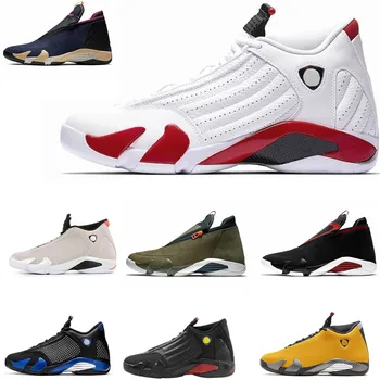 

New Quality Desert Sand 14S basketball shoes Trainers Red Black toe Indiglo Yellow Thunder Wolf grey shoes sports sneaker